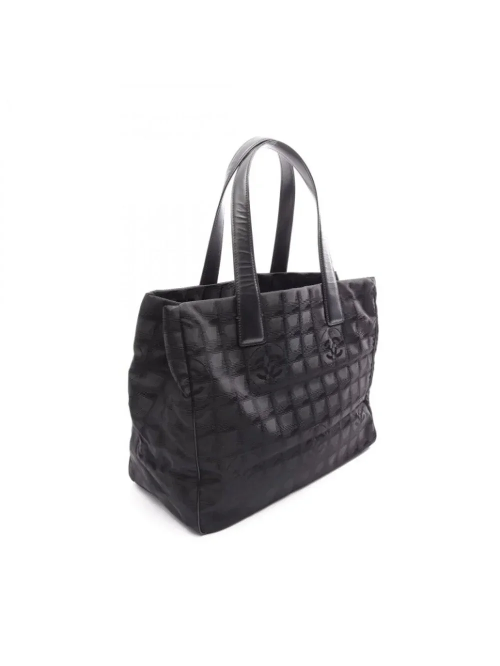 Chanel Tote New Travel Line MM Black Leather MM